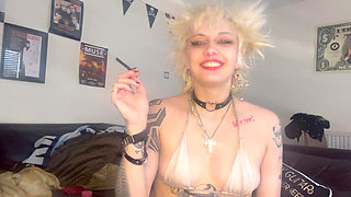 Pink Lipstick Smoking a Cigarette