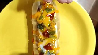 Quickie! Oral and jizz on her frankfurter! (and black denim)