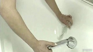 Cougar interrupted by passionate ecstasy while cleaning sultry bathroom