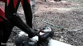 Latex Fetish Play with Rubber Doll