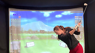 Trying to Golf in a Simulator with My Lush in! Trying Not to Cum While I Swing!