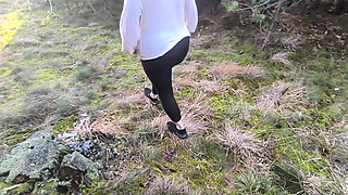 Completely Naked in the Forest - Tits and Vagina Whipping
