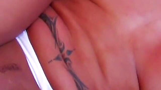 Pierced babe gets anally fucked on the couch