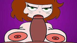 Busty Hentai, Plays with Her Tits and Sucks Her