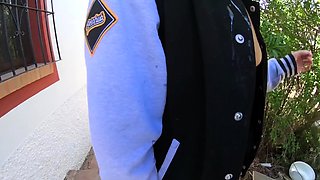 Blonde MILF sprayed with cum after perfect POV handjob