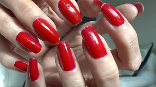 Slave Marking with Pen, Beautiful Red Fingernails, Lady Victoria Valente