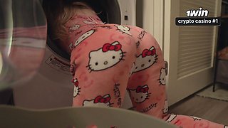 Step Sister In Pajamas Stuck In Washing Machine - Cum on ass