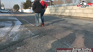 German blonde street slut approached and fucked