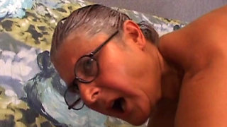 Horny French granny fucked in asshole before a creampie
