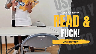 READ AND FUCK - My secretary reading a book for me while i fuck her