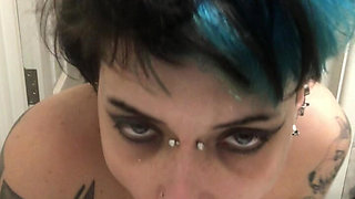 Goth Solo Blue Hair Solo Sloppy BJ