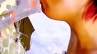 Crazy redhead skinny teen Zoe Nil lets soldiers fuck her