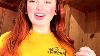 Amateur redhead shaves and masturbates