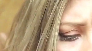 Stepsis loves me - lucky dude caught his blonde stepsister playing her pussy with dildo