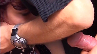 Collared Mature Redhead Greedily Devours Thick Cock Deep