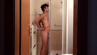 Water and Air Belly Inflation and Jerk off with Inflated Belly