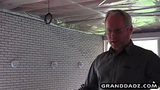 Old guys gets pissed by teen and locks himself in the bath