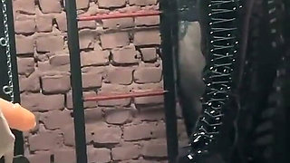 Slave on the Cross Fucked by Two Hot Dominas!
