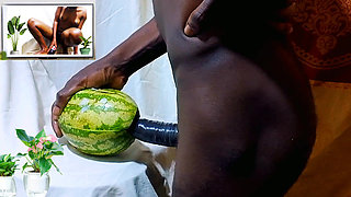 Male masturbation porn using sweet watermelon as a wet pussy. I fucked & enjoyed while watching female hot pussy till I got cum