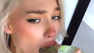Alexandra Marianna Sucks Her Big Glass Dildo And Rubs Pussy