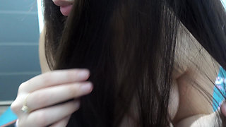 An Indian Girl Combs Her Hair Naked, Then Makes an Asmr Video of Herself Combing Her Hair, Then Shows It up Close, Making Asmr