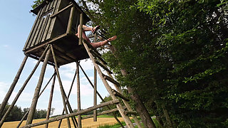 Xxl Pissing From Above in the Forest
