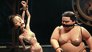 Skinny Slave in Bondage Whipped by Fat SSBBW Mistress